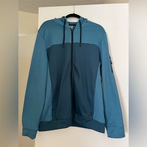 Fleece Hooded Jacket Size L New Color Swiss blue. Active wear